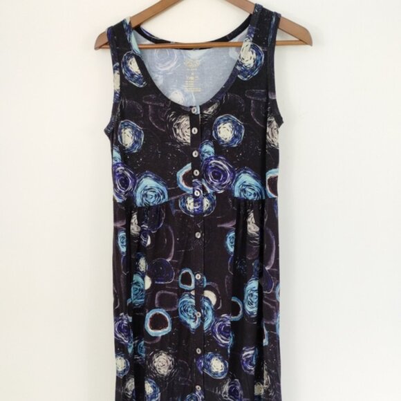 Blue Sky Clothing Lanai Teal Bubbly Dress Size Medium Bamboo Blend - Picture 2 of 5